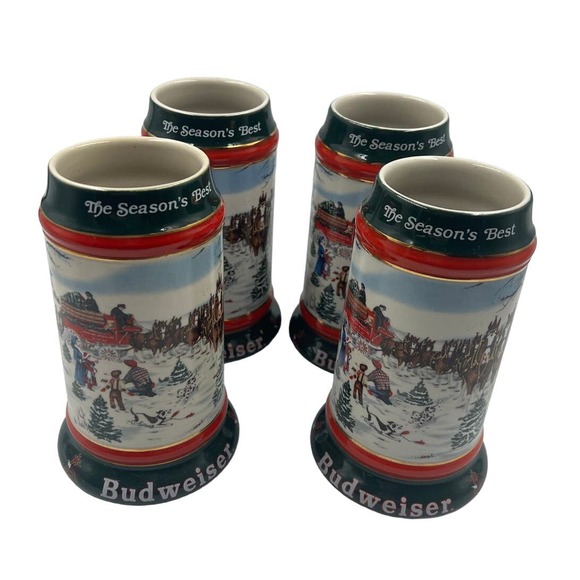Vintage 4 Anheuser Busch Budweiser Heavy Ceramic Steins 1991 Susan Sampson - Picture 1 of 10
